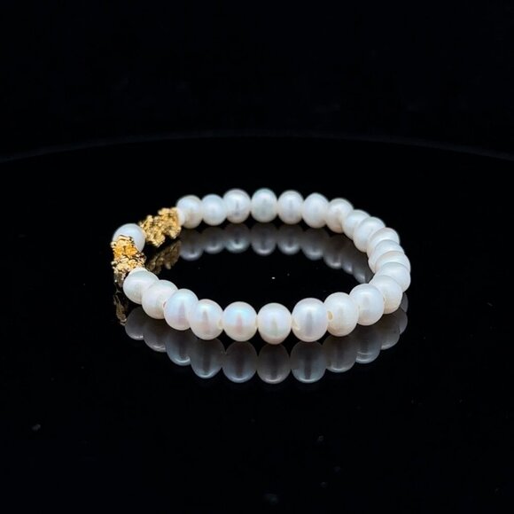 18K Gold Dragon Pixiu Double Piyao Bracelet Gemstones Pearl June Birthstones 6mm - Picture 3 of 6